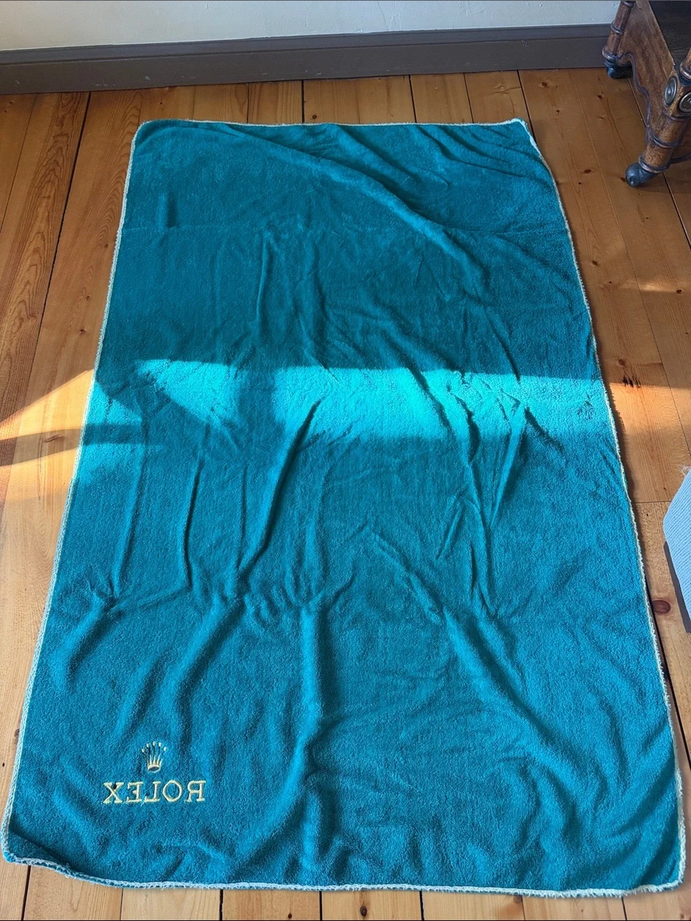 Rolex Green Large Beach Towel Plush with Gold Logo